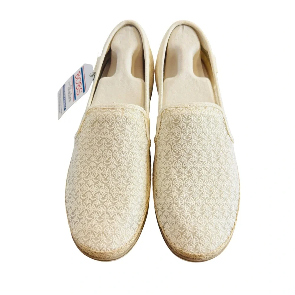 BOBS Skechers Flexpadrille Too Ritz Crochet Lace Espadrille Loafers Natural 8.5